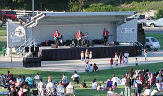 Performers in the show wagon